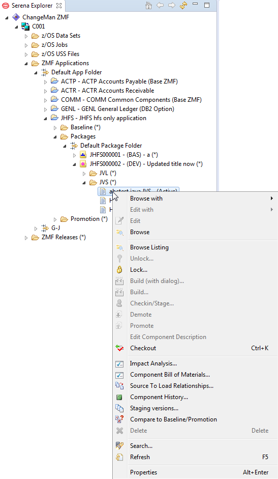 Package Contextual Menu